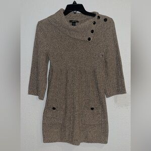 Style & Co. Brown Button-Detail Cowl Neck Sweater Dress Size Large